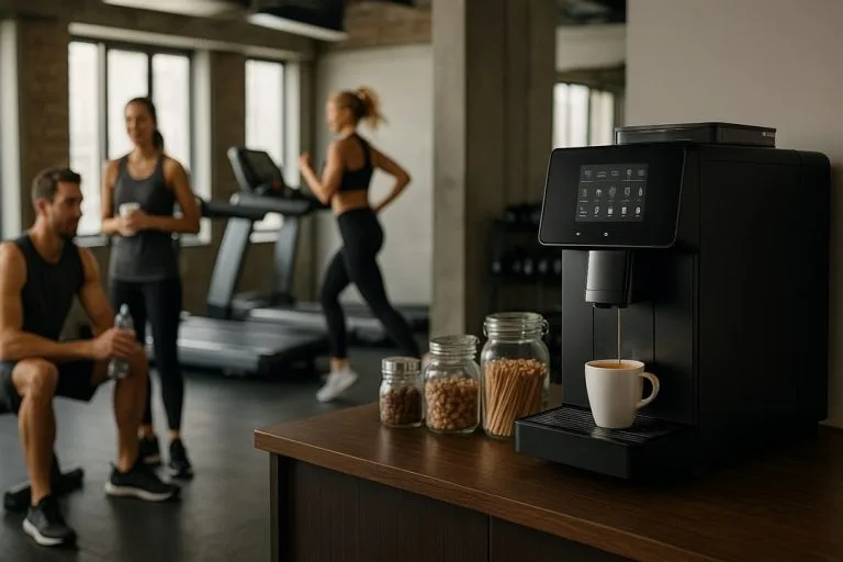 Coffee machine in a gym cafe area